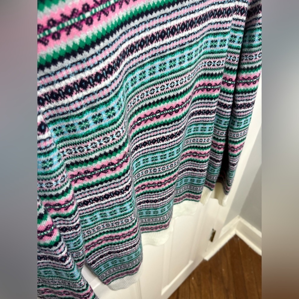 Talbots Fair Isle Lambswool Blend Sweater | Multicolor Striped Pattern | Size L - Picture 4 of 10